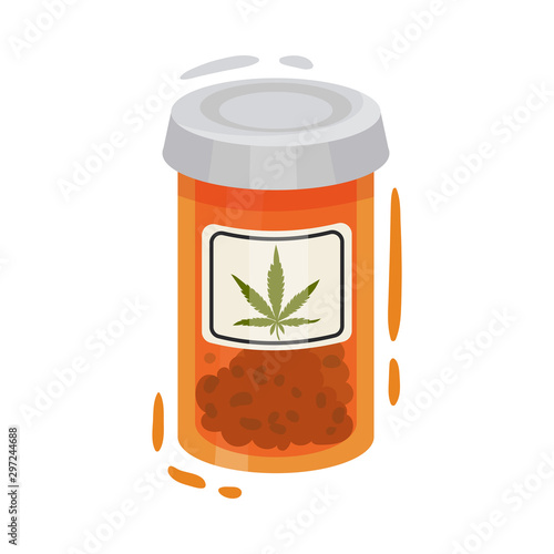 Dry Cannabis Plant In Jar For Medical Purpose Vector Illustrated Object