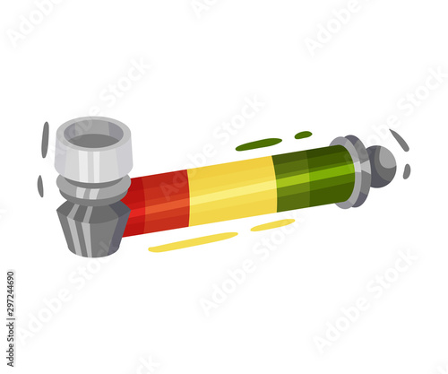 Cannabis Wooden Pipe For Smoking Vector Object Isolated On White Background