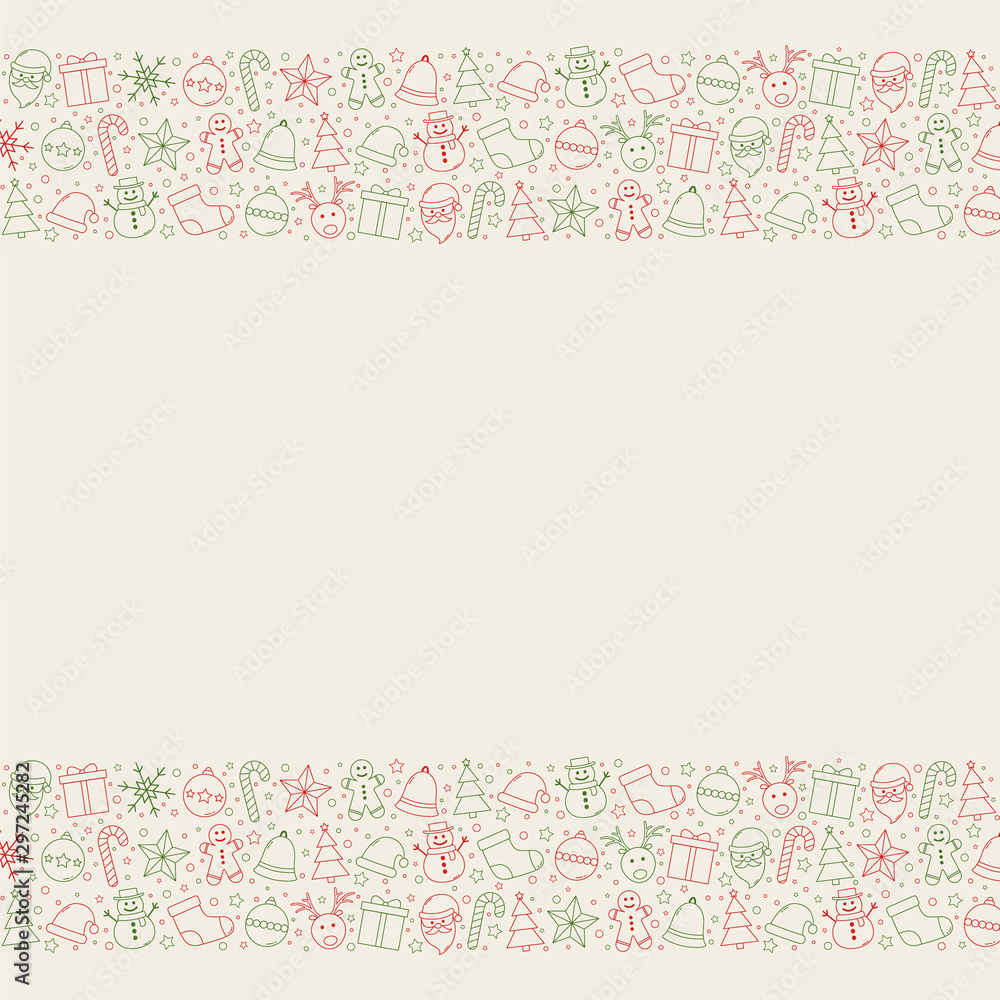 Christmas background with decorations and copyspace. Vector