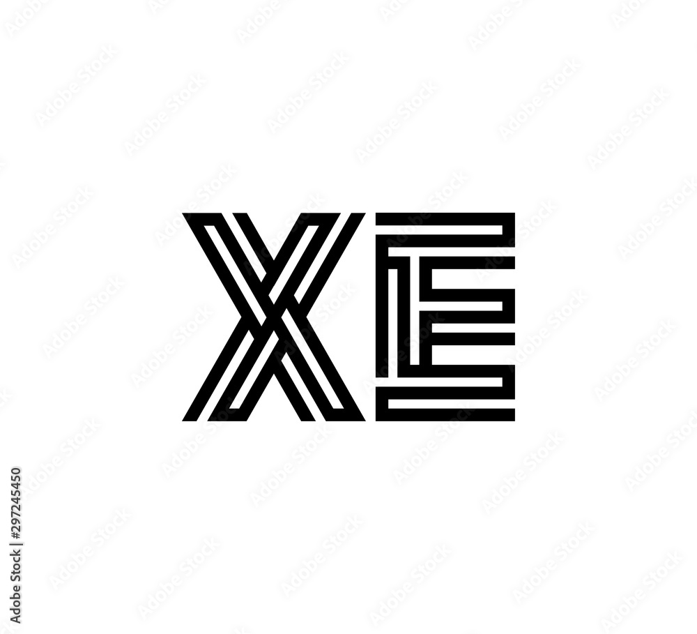 Initial two letter black line shape logo vector XE Initial two letter black line shape logo vector XE