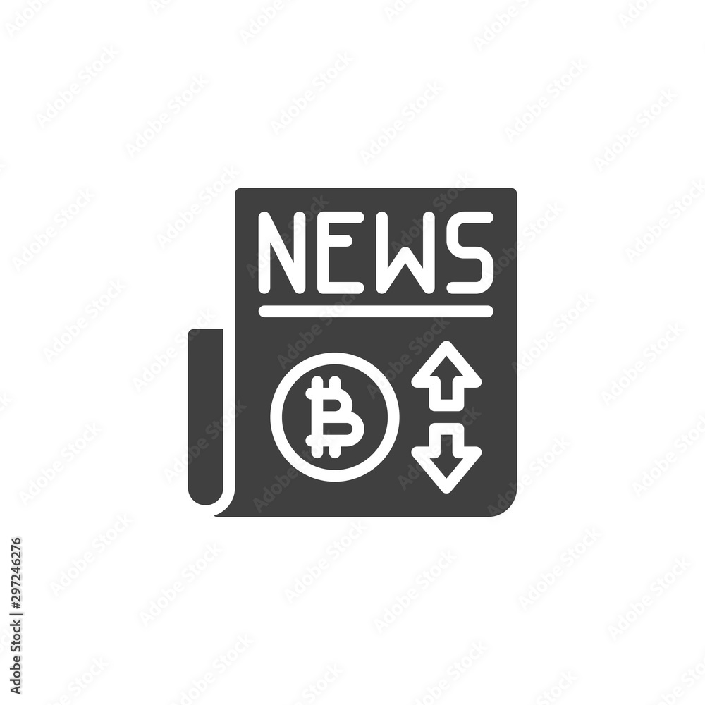 Crypto currency news headline vector icon. filled flat sign for mobile concept and web design. Newspaper bitcoin news glyph icon. Symbol, logo illustration. Vector graphics Crypto currency news headline vector icon. filled flat sign for mobile concept and web design. Newspaper bitcoin news glyph icon. Symbol, logo illustration. Vector graphics