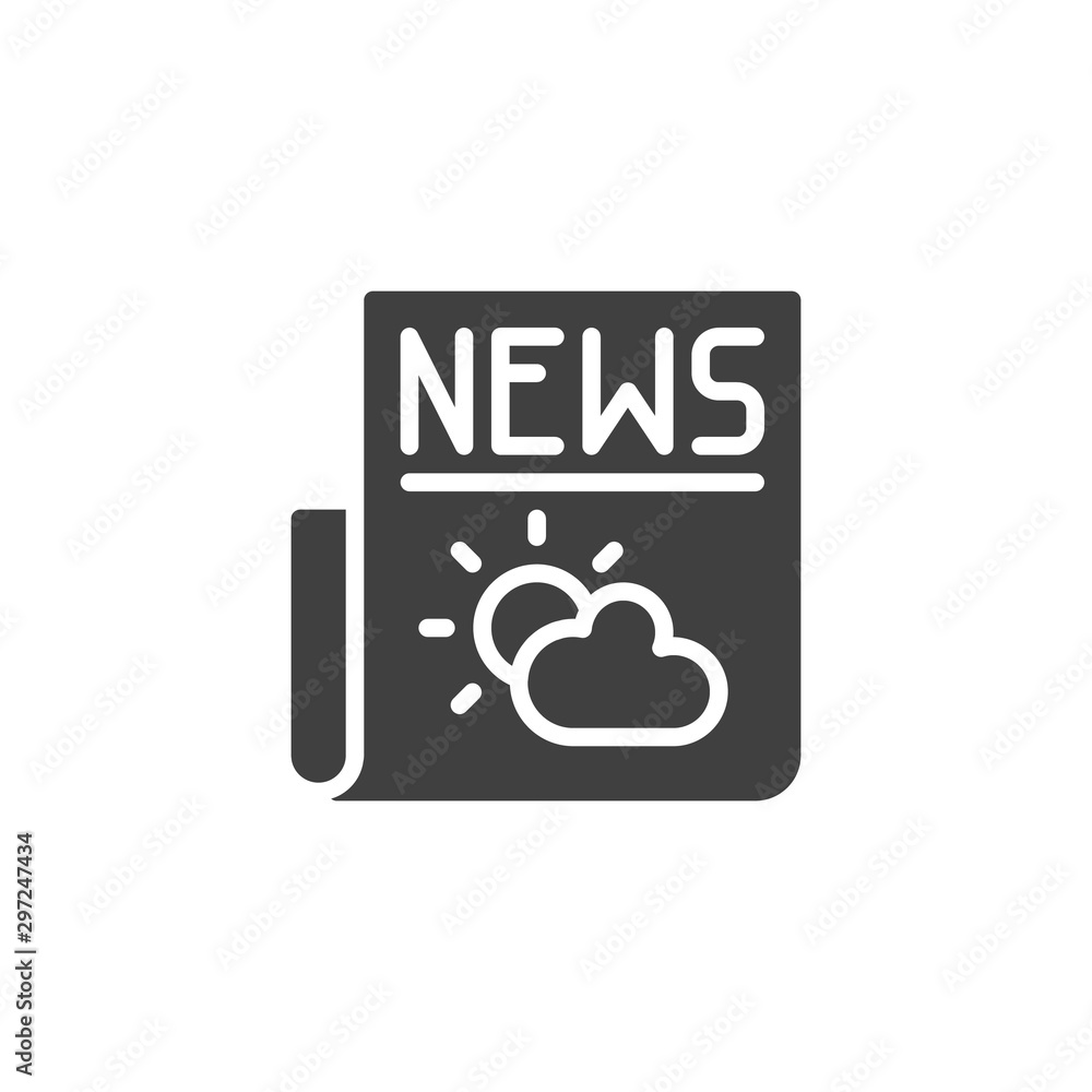 Weather forecast news headline vector icon. filled flat sign for mobile concept and web design. Weather newspaper publication glyph icon. Symbol, logo illustration. Vector graphics