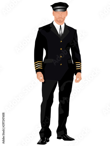 Aviation Pilot in Uniform full Body