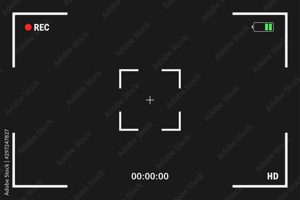 Camera frame viewfinder screen of video recorder digital display