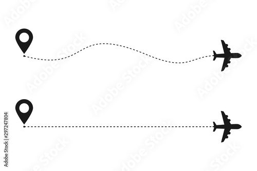 Aircraft route dotted lines. Tourism and travel. Tourist route by plane. Tracks traveler dotted lines.