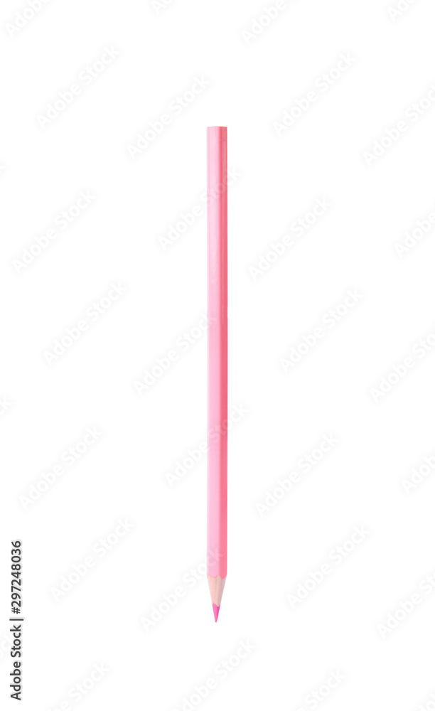 Pink wooden pencil on white background. School stationery Pink wooden pencil on white background. School stationery
