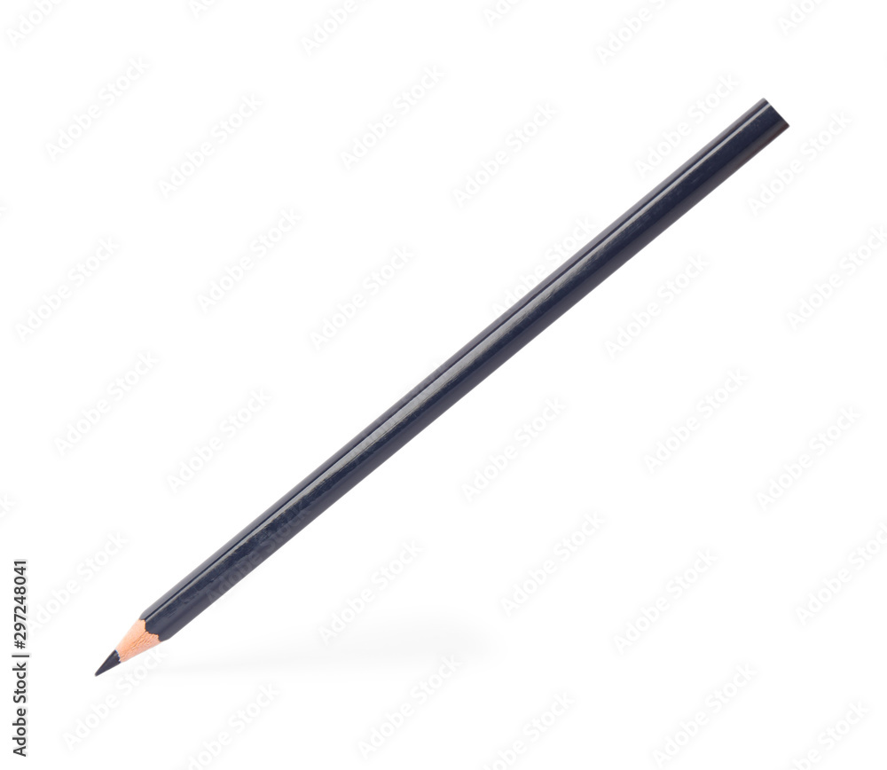 Black wooden pencil on white background. School stationery Black wooden pencil on white background. School stationery