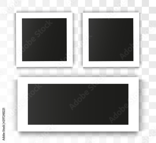  Realistic vector photo frame on a transparent background. Set of photos for illustration.