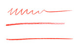 Red pencil scribbles on white background, top view