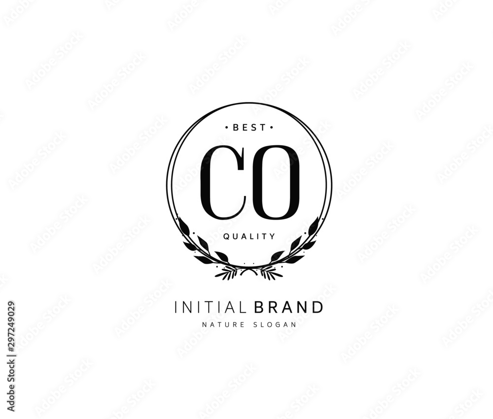 C O CO Beauty vector initial logo, handwriting logo of initial signature, wedding, fashion, jewerly, boutique, floral and botanical with creative template for any company or business.