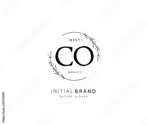 C O CO Beauty vector initial logo, handwriting logo of initial signature, wedding, fashion, jewerly, boutique, floral and botanical with creative template for any company or business.
