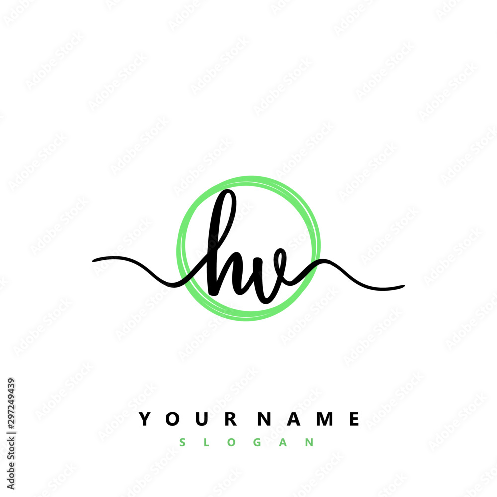 HV Initial handwriting logo vector HV Initial handwriting logo vector