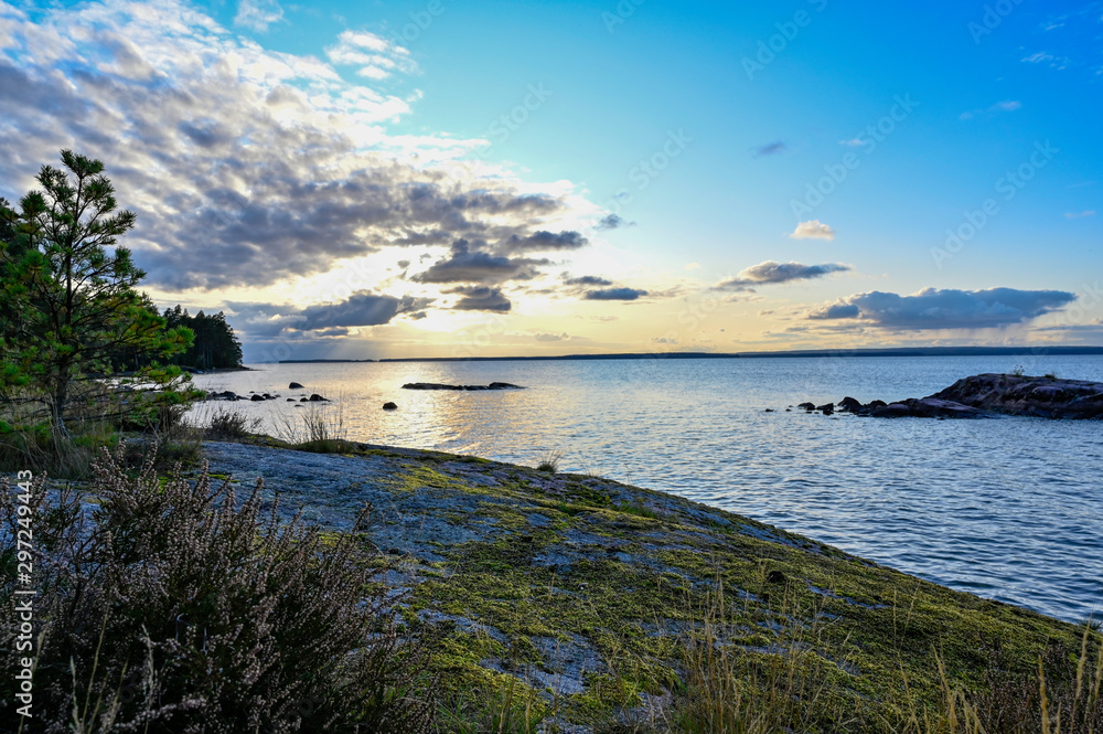 scenic wiew over lake Vattern in Ostergotland Sweden