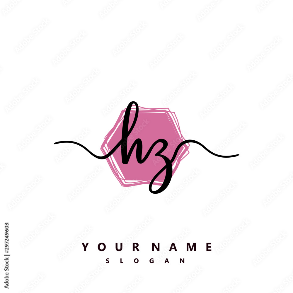 HZ Initial handwriting logo vector HZ Initial handwriting logo vector