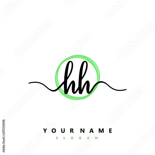 HH Initial handwriting logo vector