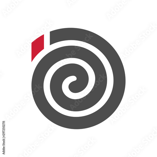 Spiral mosquito coil logo icon, black and red color mosquito repellent symbol