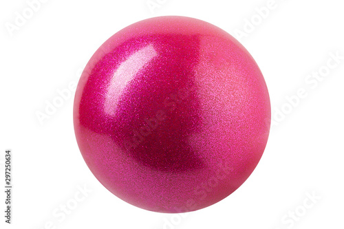 Vászonkép pink gymnastic ball with glitter, on a white background