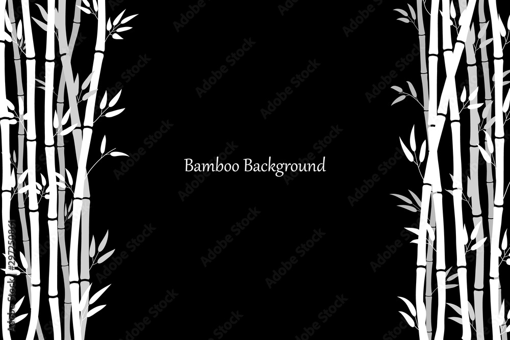 Frame of bamboo sticks and leaves. Background template with bamboo