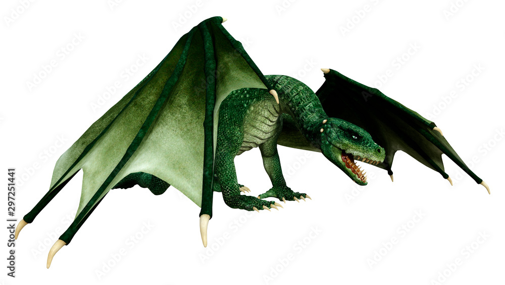 Fototapeta premium 3D Rendering Fairy Tale Dragon on White