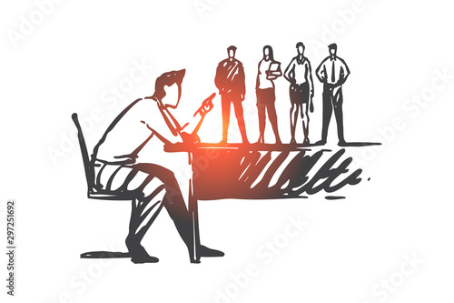 Abusive leadership, power overuse concept sketch. Hand drawn isolated vector