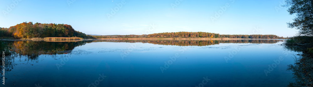 panorama of forest lake on sunny day beautiful autumn panorama of forest lake on sunny day beautiful autumn