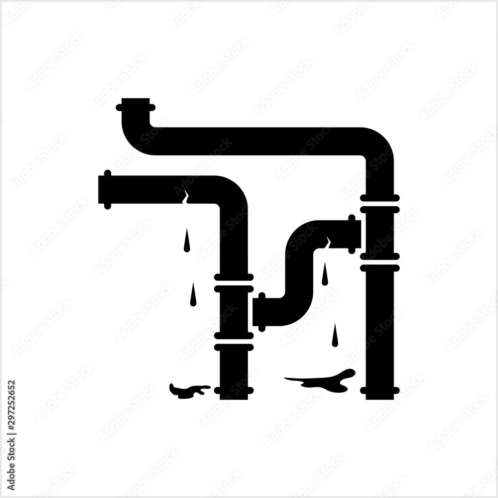 Broken Pipe Icon, Leakage In Pipe Broken Pipe Icon, Leakage In Pipe