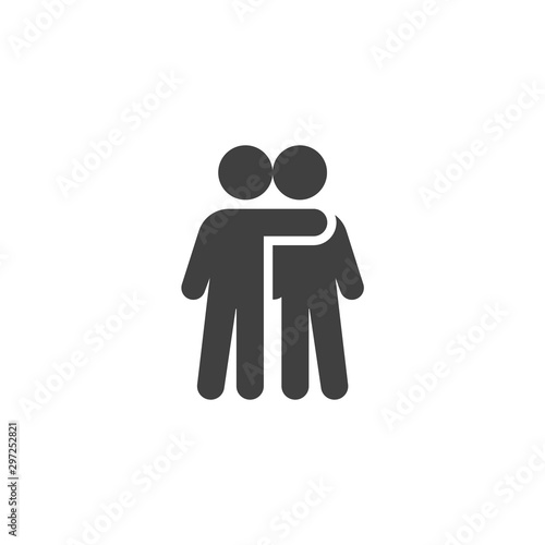 People friendship vector icon. filled flat sign for mobile concept and web design. Two friends standing glyph icon. Symbol, logo illustration. Vector graphics