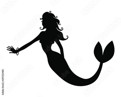 Vector illustration of silhouette of mermaid with bracelet