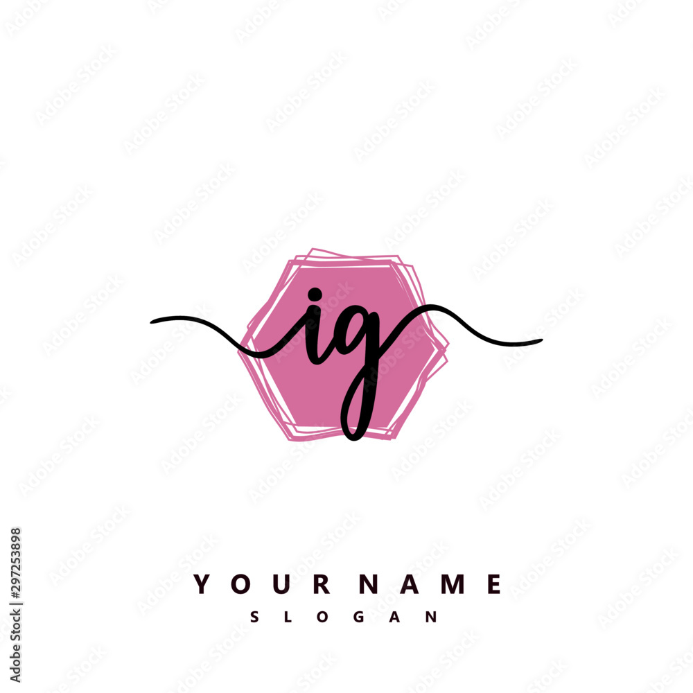 IG Initial handwriting logo vector IG Initial handwriting logo vector