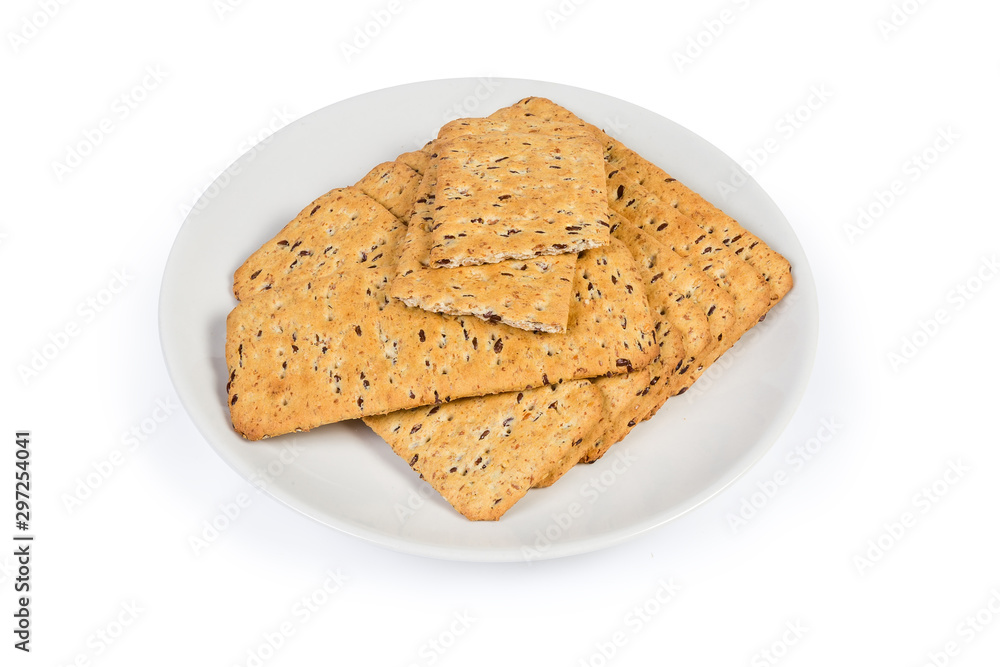 Savory cookies made with whole flax seeds addition on dish
