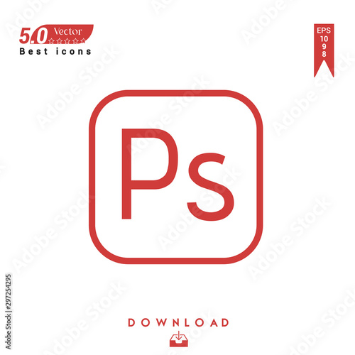 Outline photoshop file-type icon vector isolated on white background. Graphic design, material design, 2019 year best selling icons, mobile application, UI / UX design, EPS 10 format vector