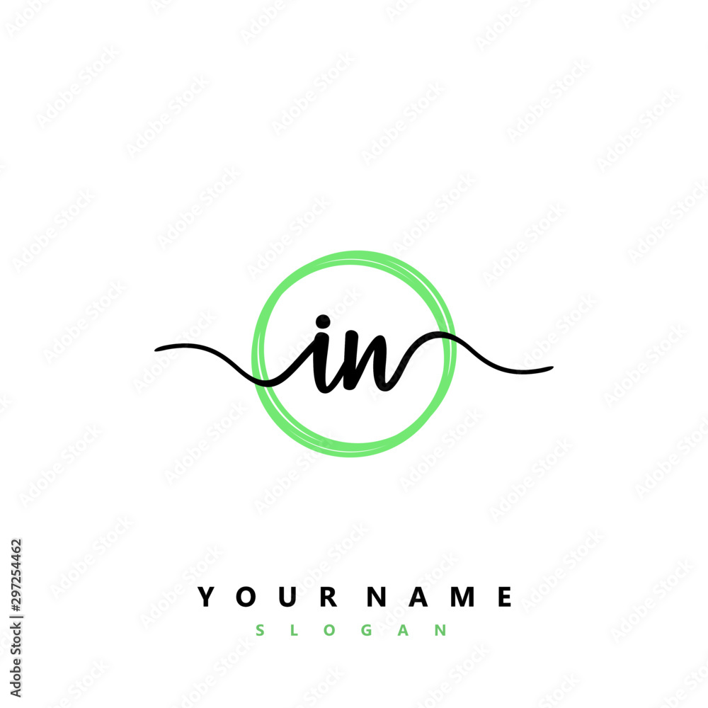 IN Initial handwriting logo vector IN Initial handwriting logo vector