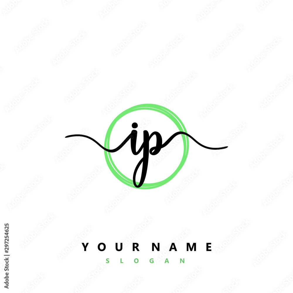 IP Initial handwriting logo vector IP Initial handwriting logo vector