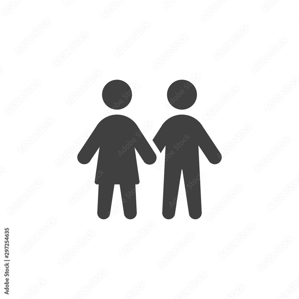 Couple togetherness vector icon. filled flat sign for mobile concept and web design. Man and woman relationship glyph icon. Symbol, logo illustration. Vector graphics