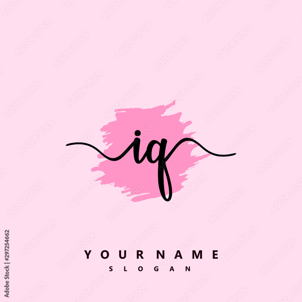 IQ Initial handwriting logo vector IQ Initial handwriting logo vector