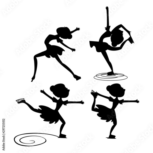 Figure skating, girls on ice, silhouettes