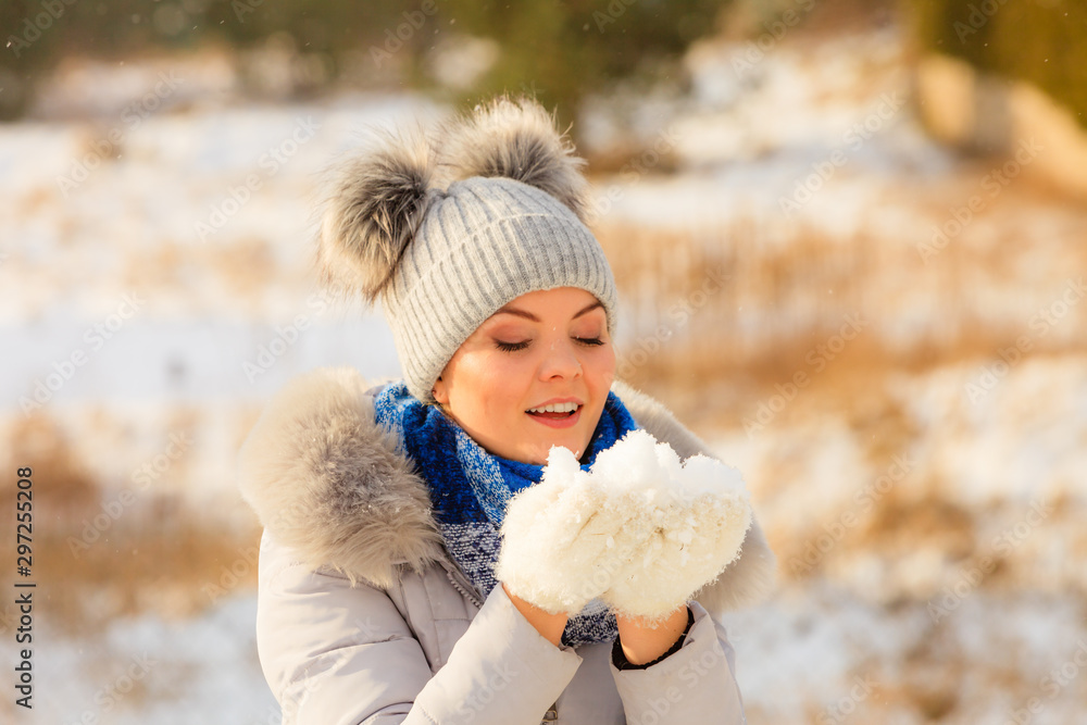 Female wearing warm outfit during winter Female wearing warm outfit during winter