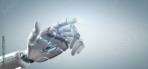 Obraz na płótnie Cyborg robot hand on an uniform background 3d rendering