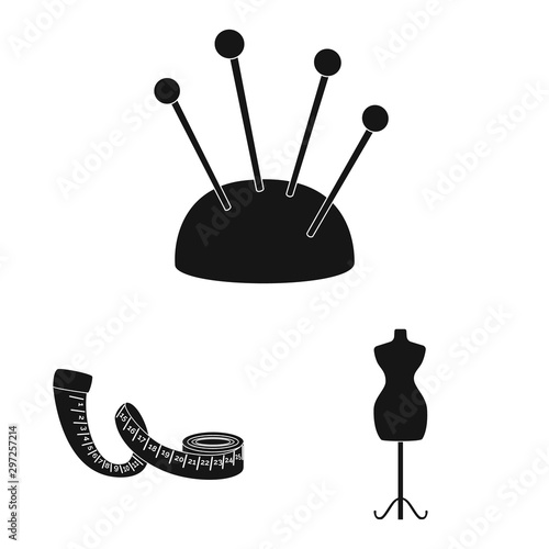 Isolated object of studio and industry sign. Collection of studio and sewing stock vector illustration.