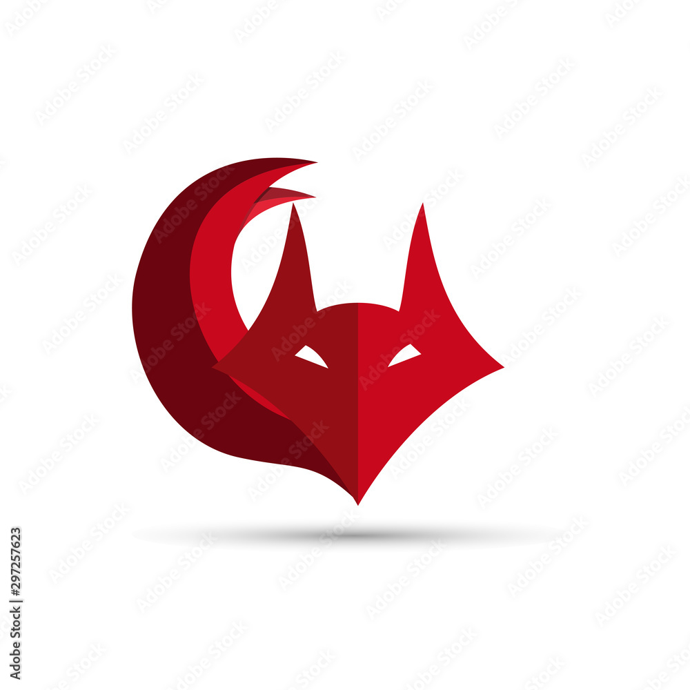 Vector Logo head of Fox with tail. Concept of cunning Vector Logo head of Fox with tail. Concept of cunning