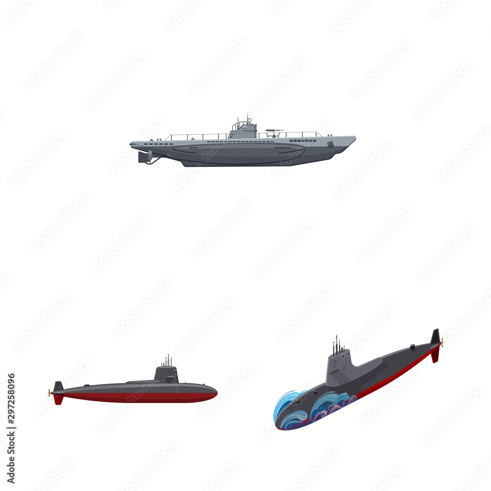 Isolated object of boat and navy logo. Collection of boat and deep vector icon for stock.