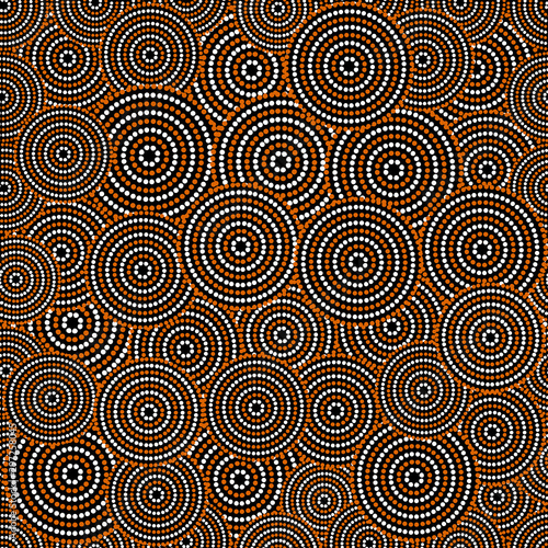 Australian aboriginal art seamless vector pattern with multicokored dotted circles
