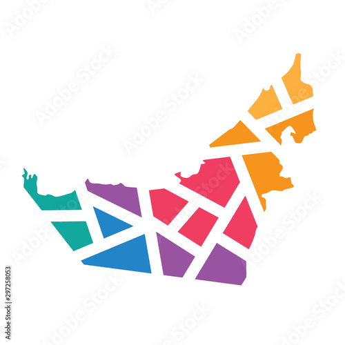 colorful abstract geometric map of United Arab Emirates- vector illustration