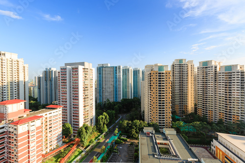Singapore high density residential area Aerial view in day time