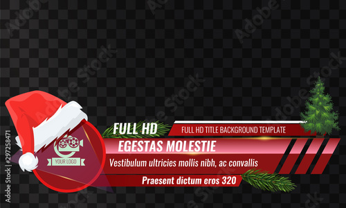 Unique Video headline title or lower third template with santa claus cap or hat on it for christmas and new year concpet design. Vector illustration