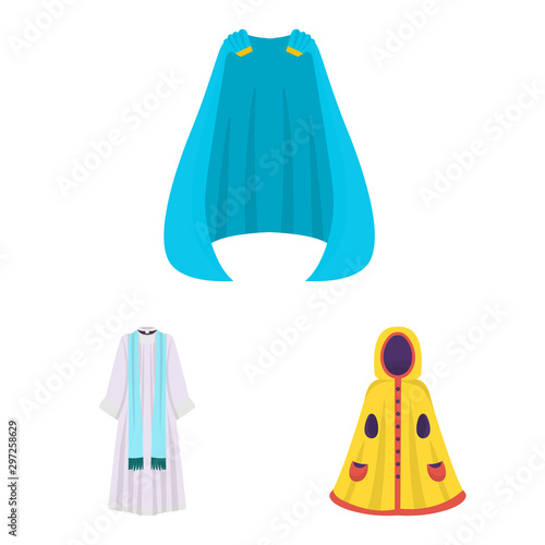 Isolated object of cloak and clothes sign. Collection of cloak and garment stock symbol for web.