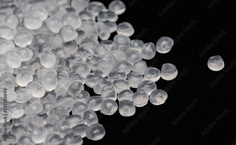 Polypropylene granule close-up background texture.