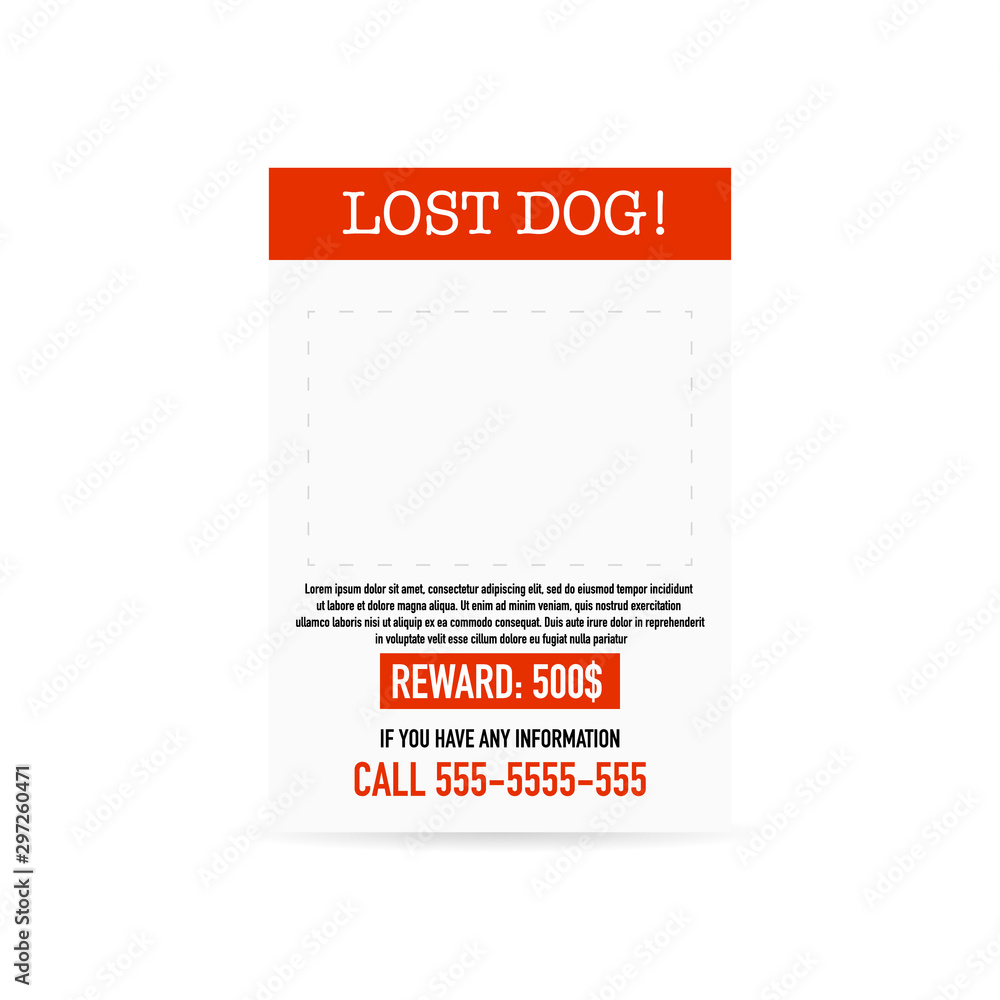 Lost pet poster template. Lost pet poster template.