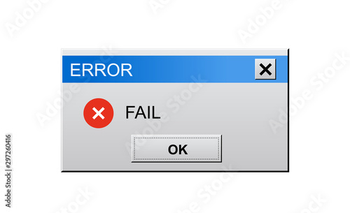 Classic window alert dialog box of system error
