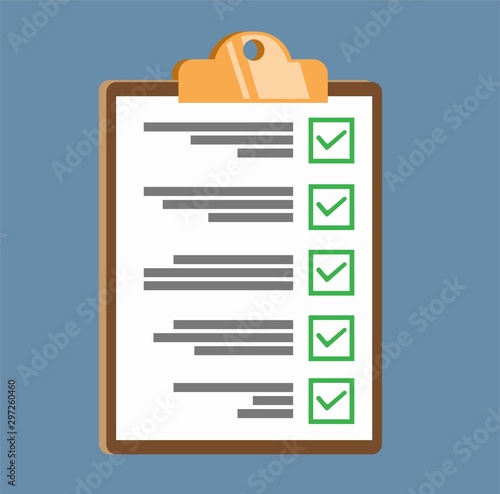 clipboard with checklist flat illustration icon photo